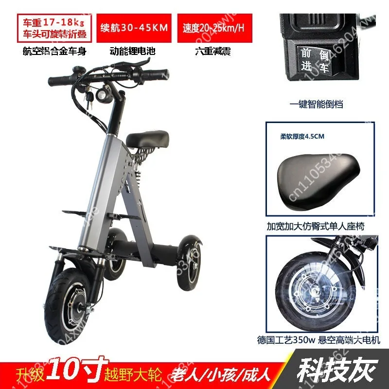 Foldable 3 Wheel Electric Tricycle, Ultra Light Portable Mobility Scooter for Elderly Adults, Compact E Trike for Shopping Trave
