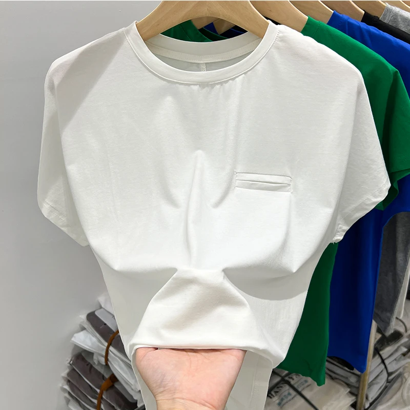 

2025 Cotton Solid T-shirts Women Sporty Short Sleeve Tees Fashion Casual White Black Clothing Loose O-Neck Female Summer Tops ﻿