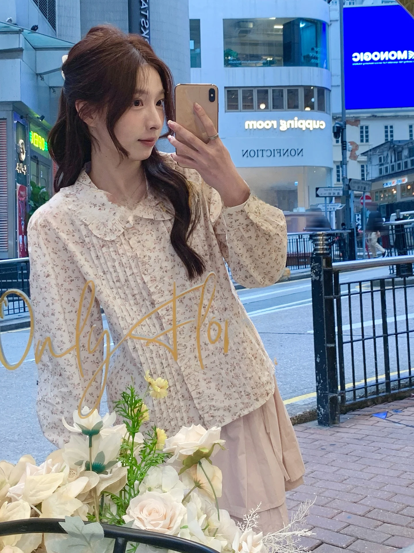 

Весна 2026: Женская рубашка с цветочным принтом, свободного кроя, с длинным рукавом и воротником, из хлопка, в корейском стиле, с расклешенным подолом, повседневный топ от CHEESEBUNNY