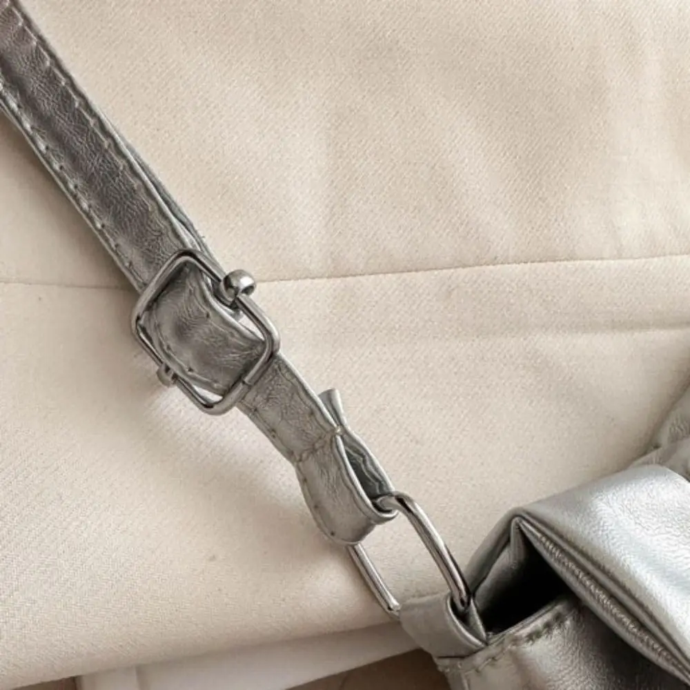 بسيطة حلوة بولي Leather حقيبة كتف جلدية مطوي سعة كبيرة Y2K القوس حقيبة تحت الإبط النمط الفرنسي حقيبة يد الصلبة حمل حقيبة المرأة