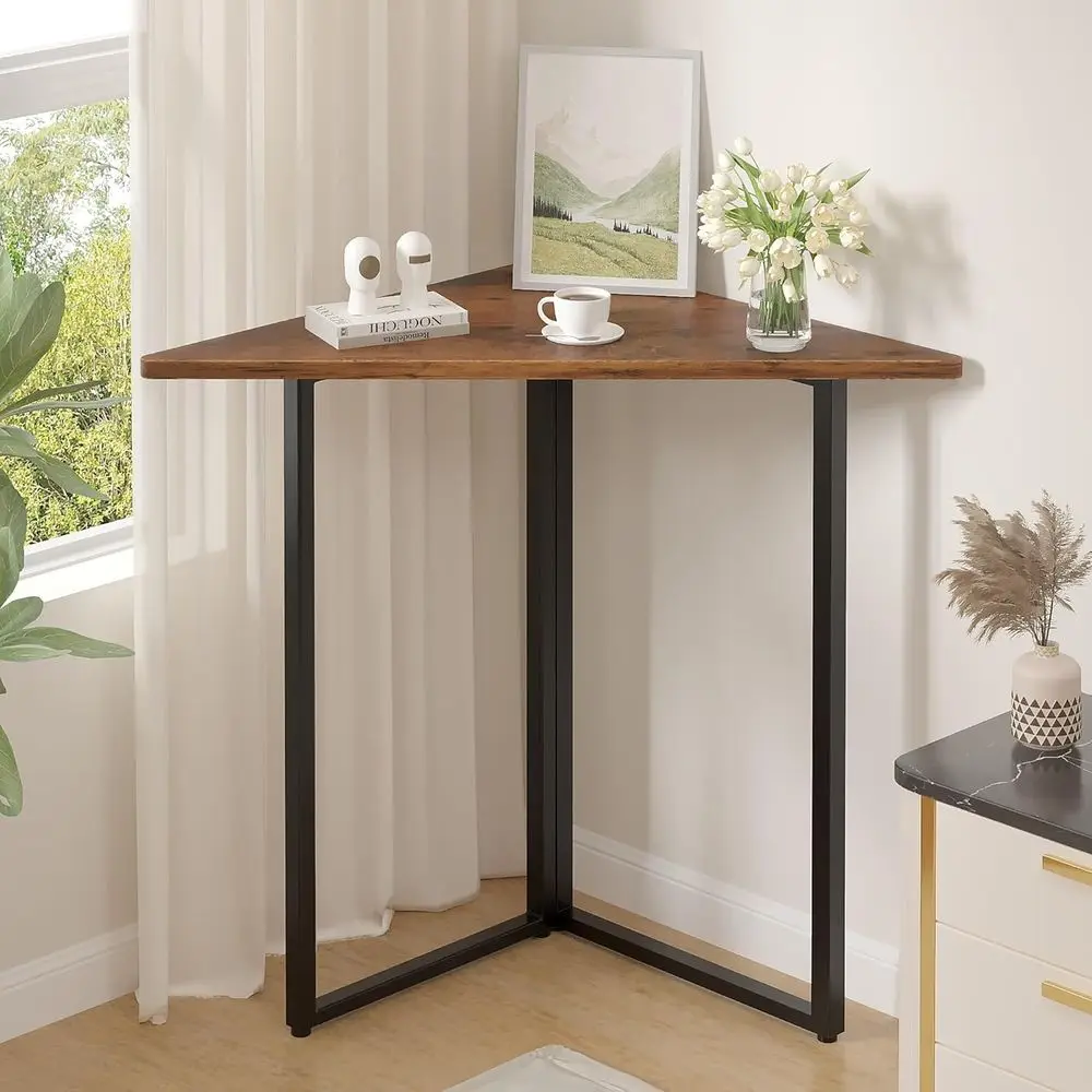 

Угловая полка, приставной/боковой столик, угловой компьютерный стол с полками для хранения, стальные угловые полки для небольших помещений, для гостиной, ванной комнаты, коричневый