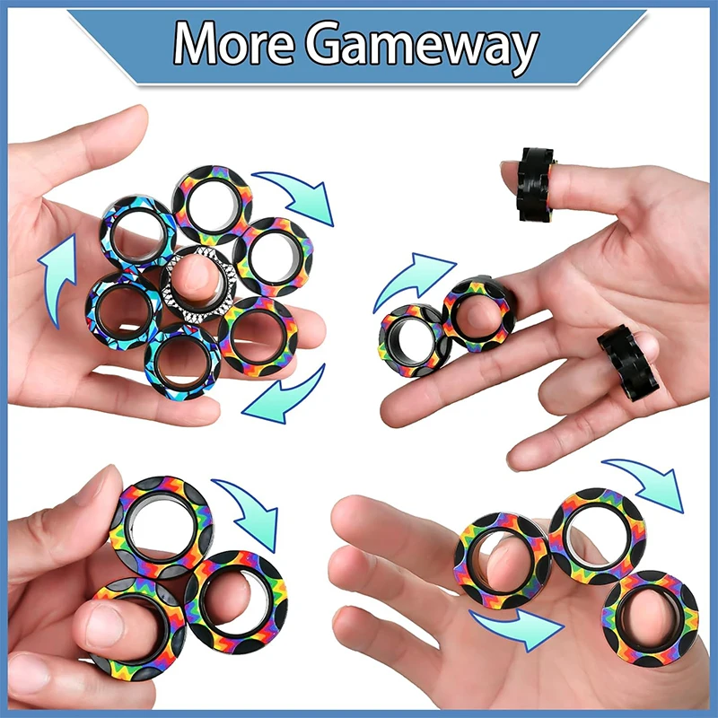 Anneaux magnétiques Fidget Toy Pack cadeaux pour adolescents garçons faveurs de fête Gadget Cool pour adultes aimant Fidget Spinner ensemble de jouets sensoriels