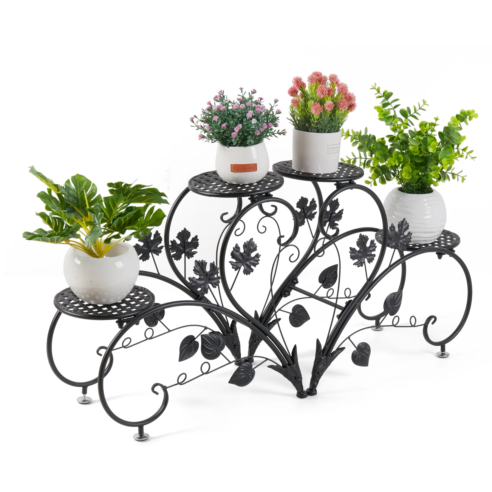 1 Pair of Tall Metal Plant Stands, Elegant Iron Flower Pot Holder Rack for Garden, Patio, Balcony, Living Room Art Display Shelf image 6