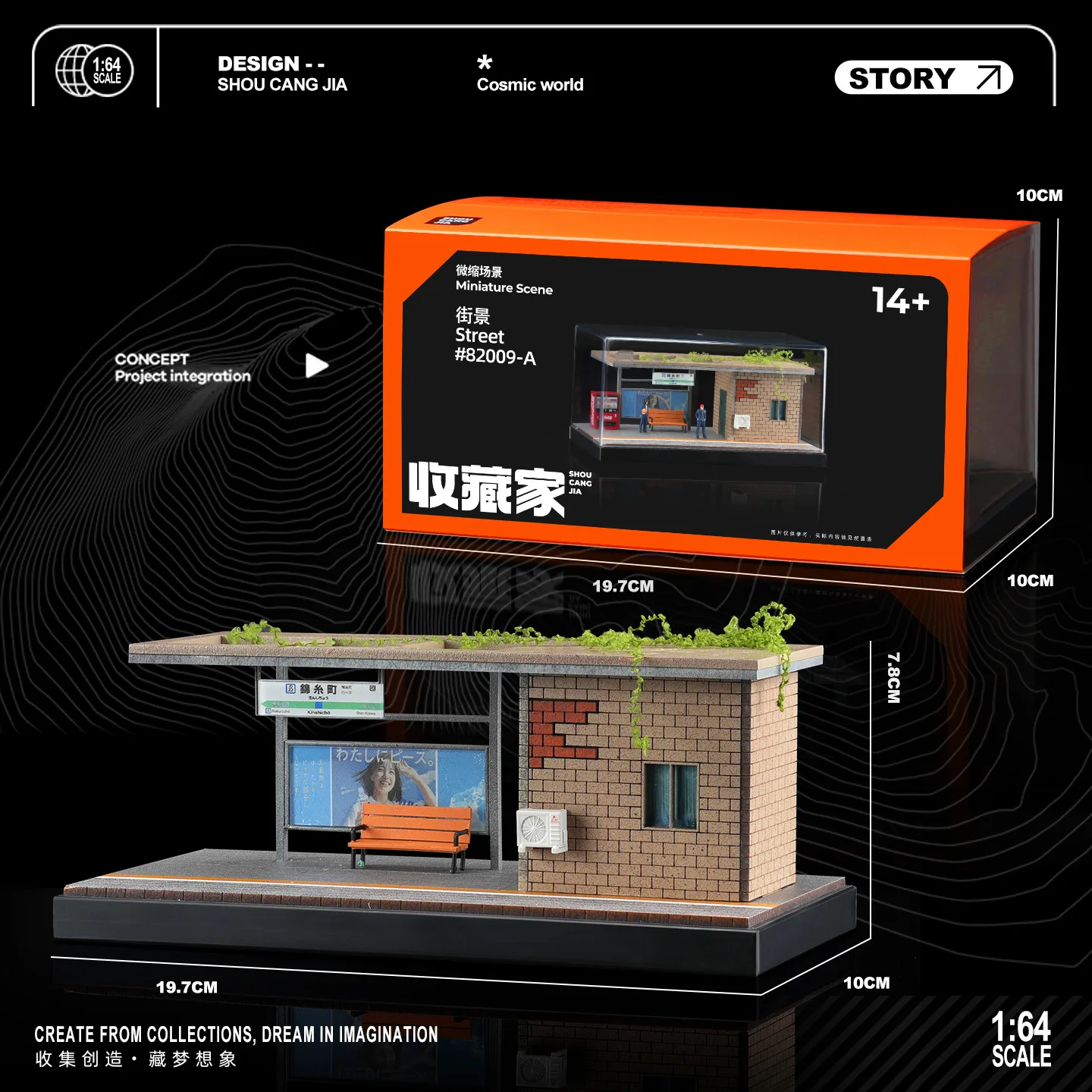 ديوراما 1:64 مقياس محطة مترو الانفاق نموذج اليابانية منصة الهواء الطلق بناء موقف السيارات المشهد نموذج سيارة عرض القضية #4