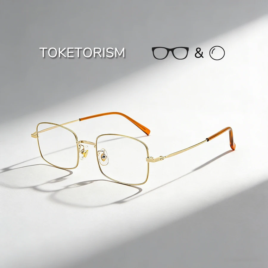 

Очки для чтения Toketorism Square в маленькой титановой оправе, очки для коррекции близорукости для женщин и мужчин