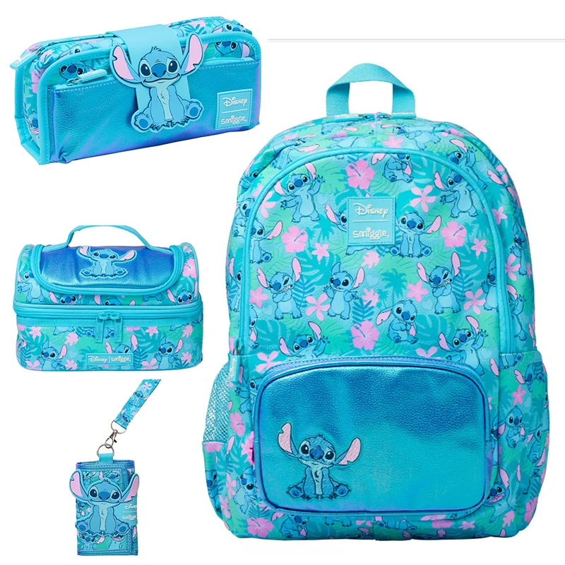 

Smiggle Backpack Disney Stitch Children School Bags Student Stationery Lunch Bag High-Capacity Backpack Water Cup Pencil Case