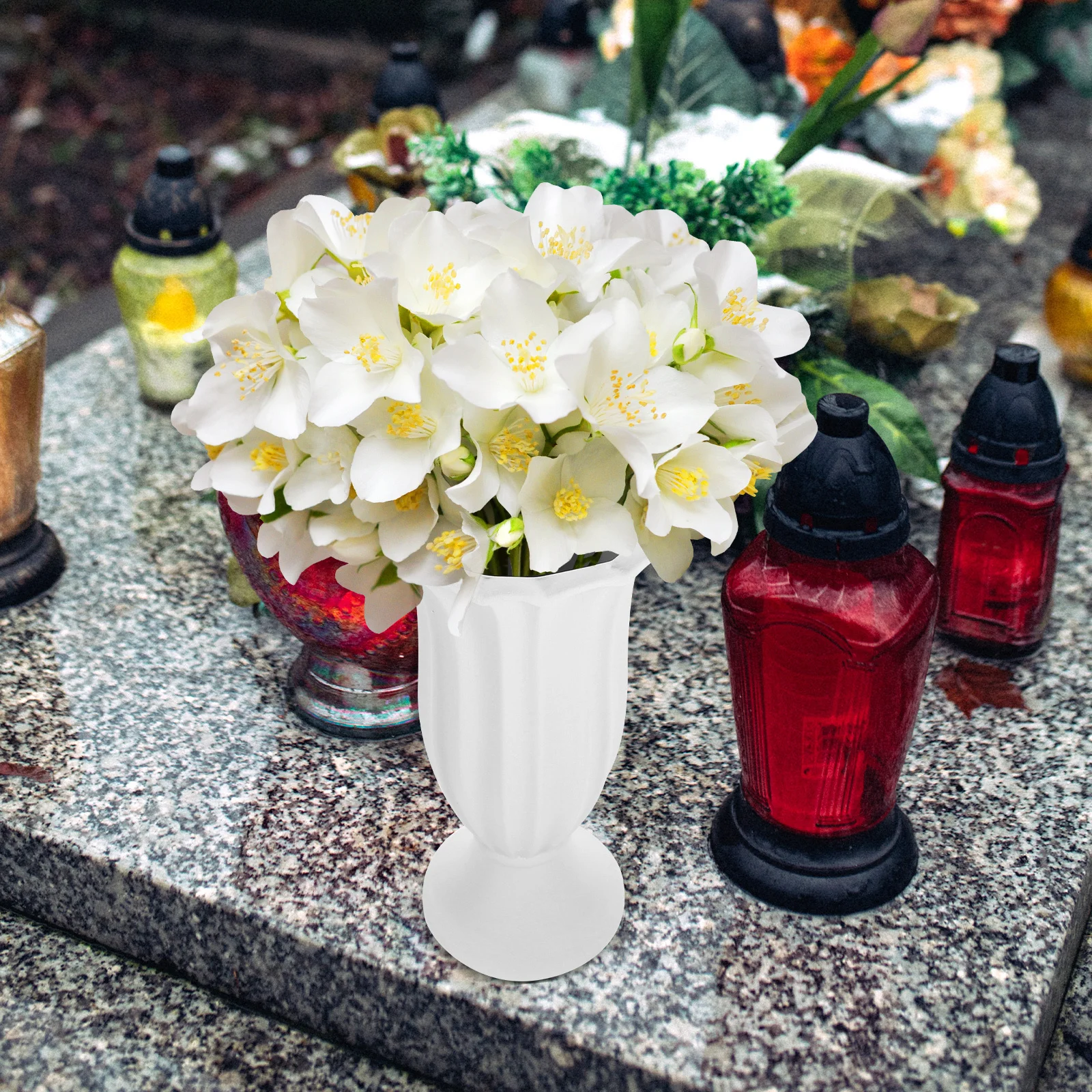 

Roman Column Ceramic Vase Weather Resistant Graveyard Flower Pot Memorial Cemetery Flower Holder Ceramic Urn Planter
