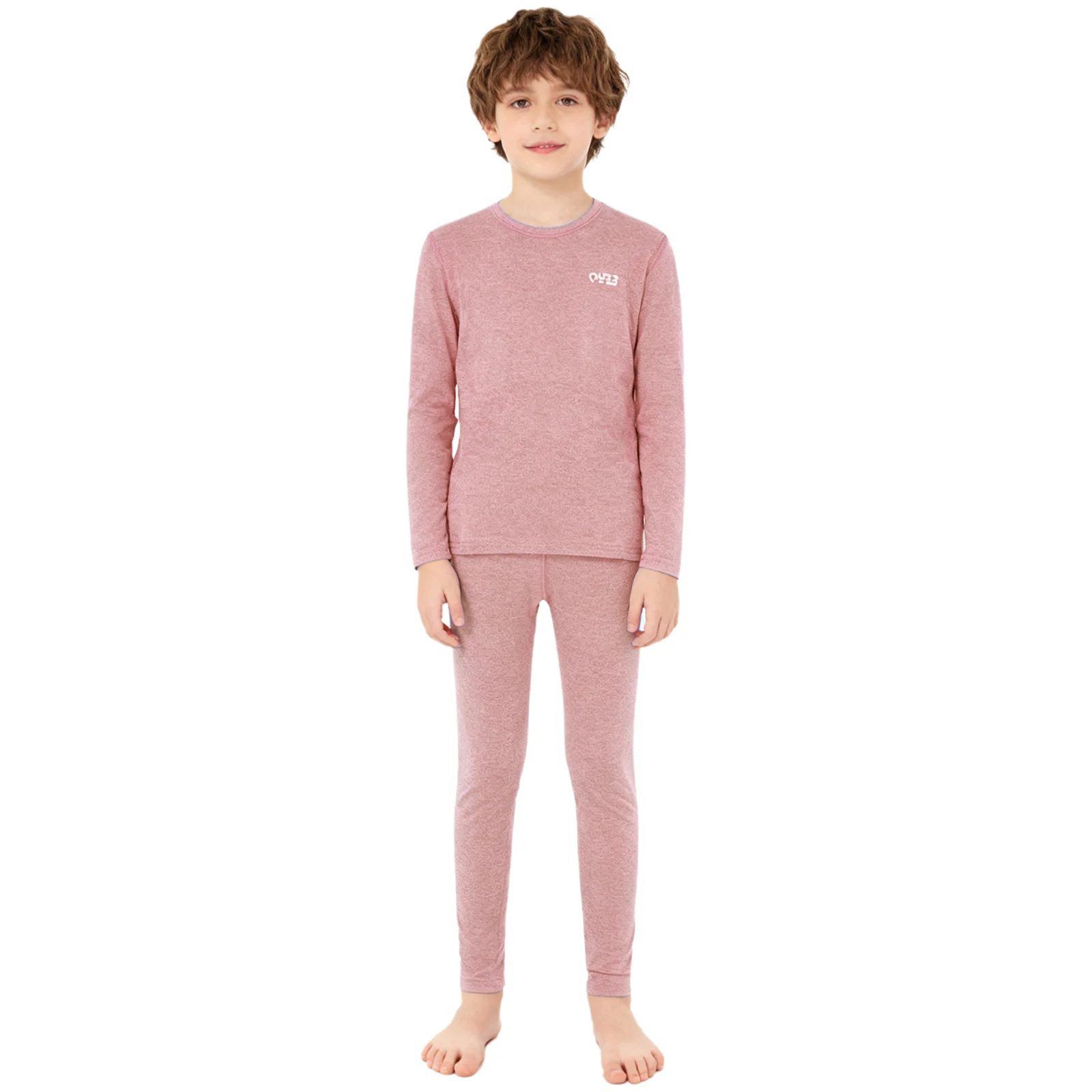 

2Pcs Kids Boys Girls Thermal Underwear Set Lightweight Homerwear Nightwear Round Neck Long Sleeve Top+Elastic Waistband Leggings