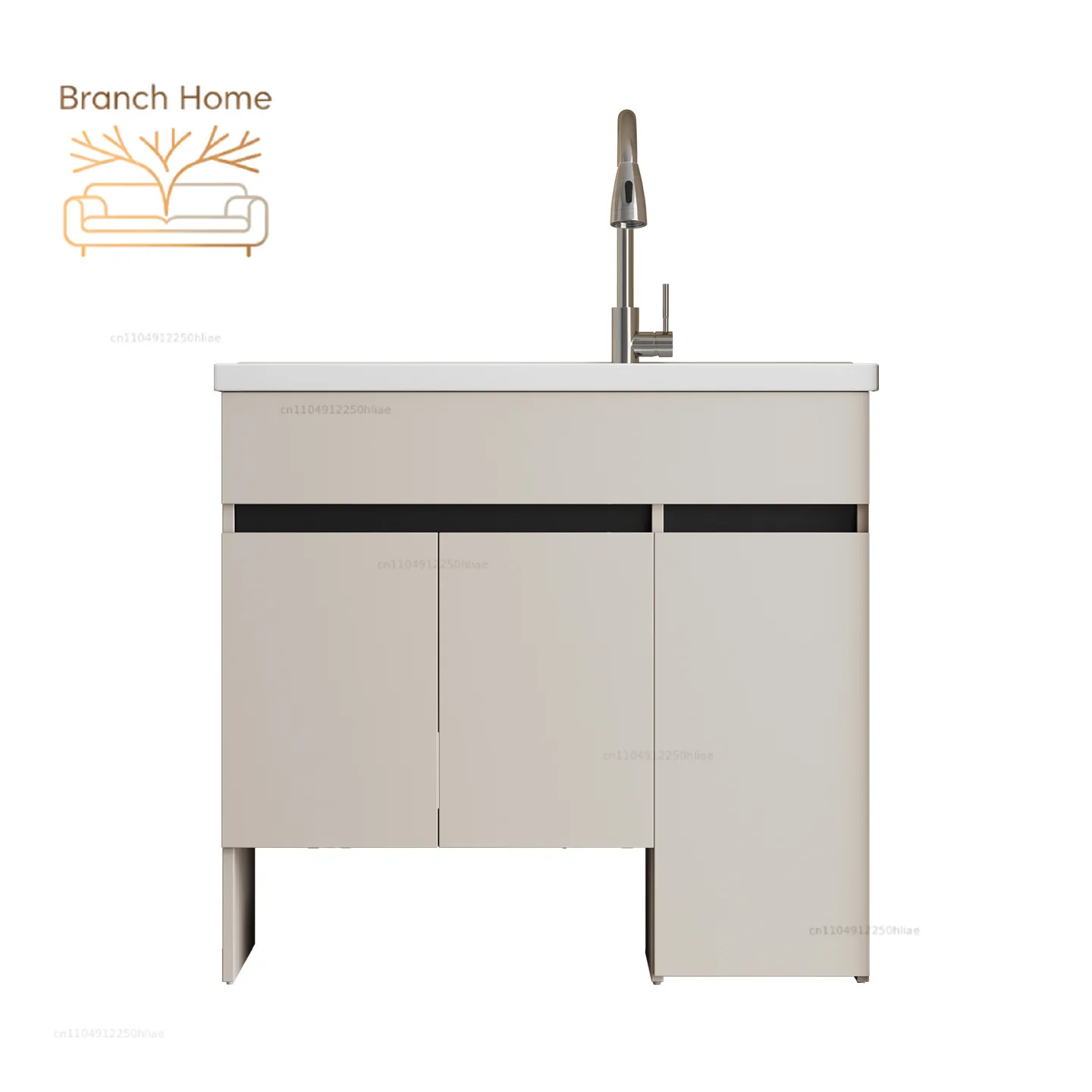 Honeycomb aluminum floor-to-ceiling bathroom cabinet Balcony laundry basin cabinet Ceramic integrated basin with rubbing board T