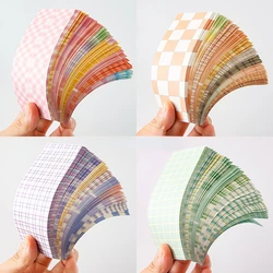 200 Sheets Cute Plaid Note Paper Tearable Non-sticky Decorative Material Long Rectangle Colorful Grid Memo Stationery