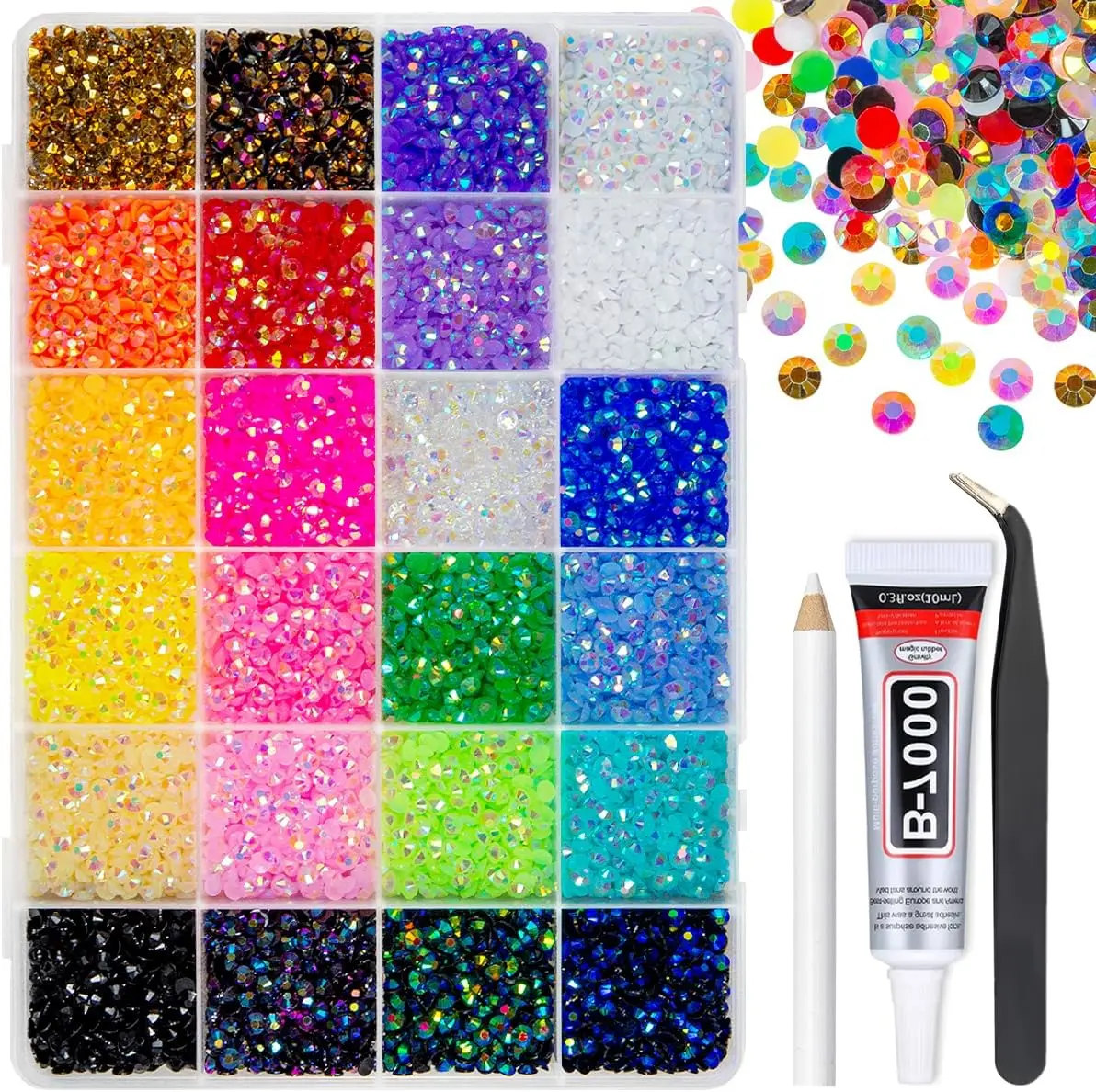 

24 цвета, 7200 шт., 4 мм, стразы из полимерной смолы для поделок, ногтей, одежды и многого другого