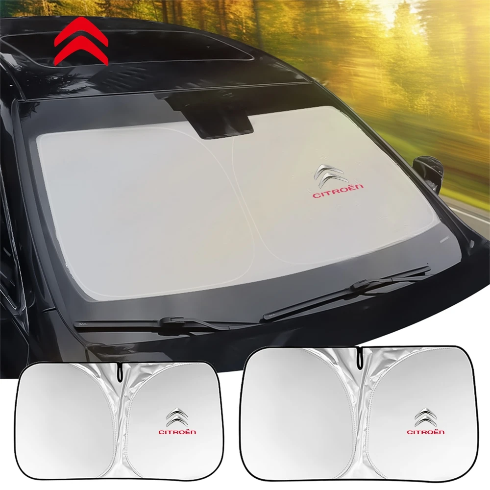 Car Windshield Sunshade Cover Sun Visor UV Protector Accessories For Citroen C1 C2 C3 C4 Picasso C4L CELYSEE C5 Xsara DS Hub Cap