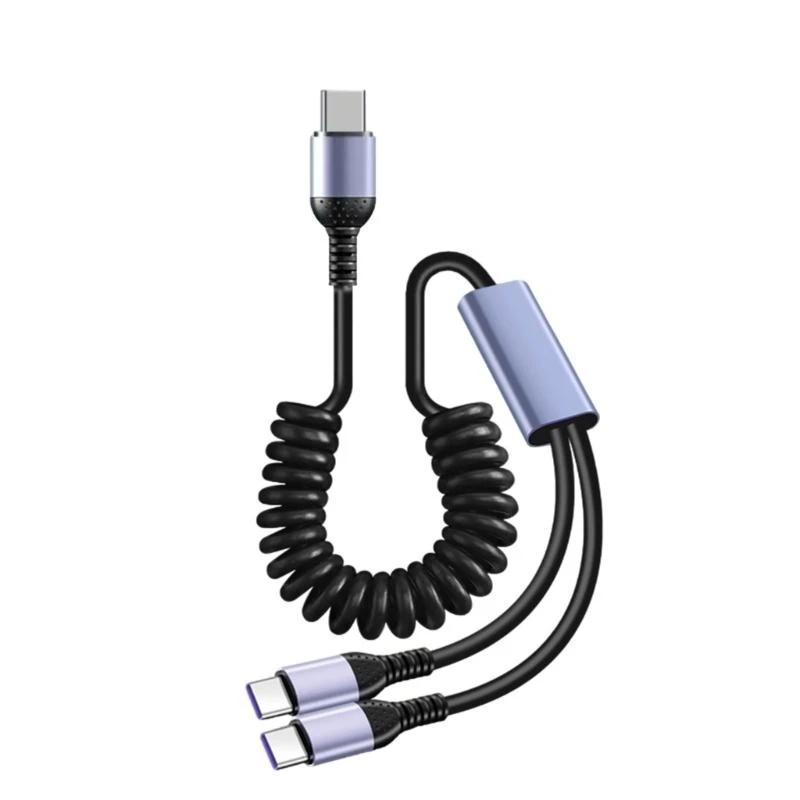 31BA MultiDevice Compatible Type C Spring Charging Cable, USB C to USB Cable for Data Syncing for Power Supply Accessory