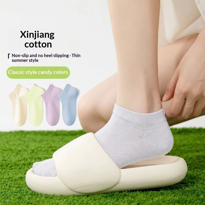 Women Cotton Low Cut Mid-Calf Foot Pads, Summer Thin Breathable Deodorant Sweat Wicking Maternity Insoles