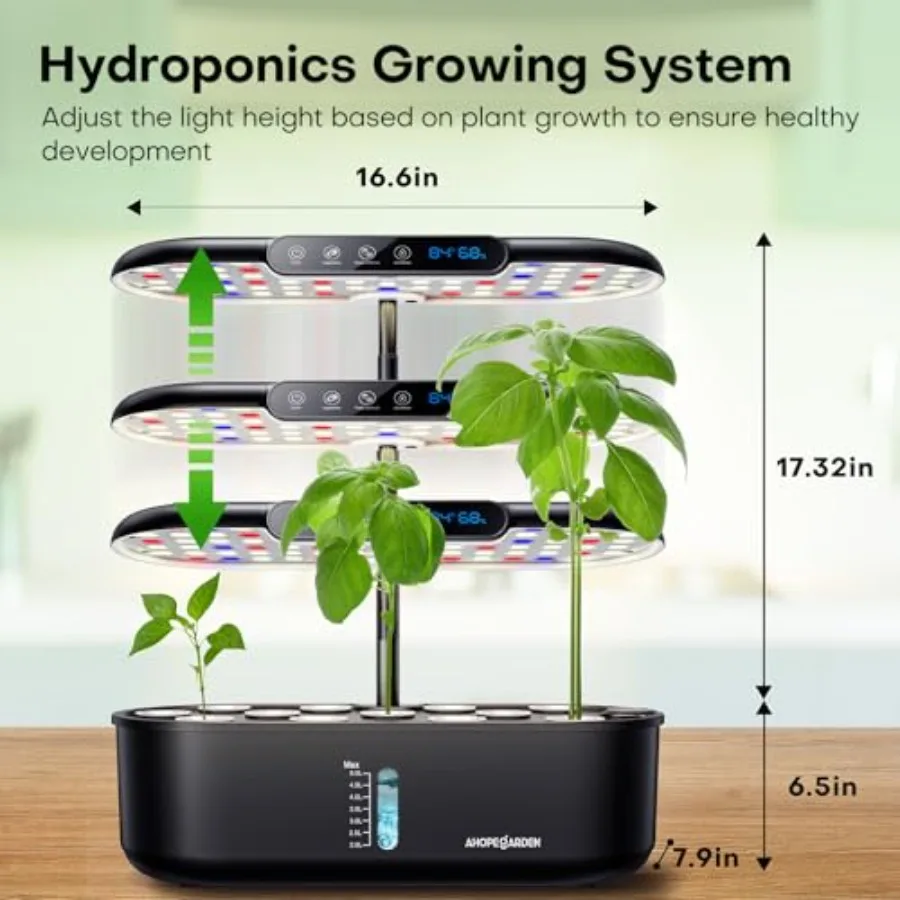 Hydroponics Growing System kit: 12 Pods Indoor Herb Garden with Smart Environmental Detection - Full Spectrum LED Grow Light fo