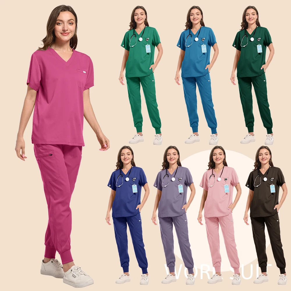 HZMNOI Thick Highquality Suit Unisex Pharmacy Nursing Hospital Doctor's Work Clothes Dental Clinic Beauty Salon Surgical Clothes