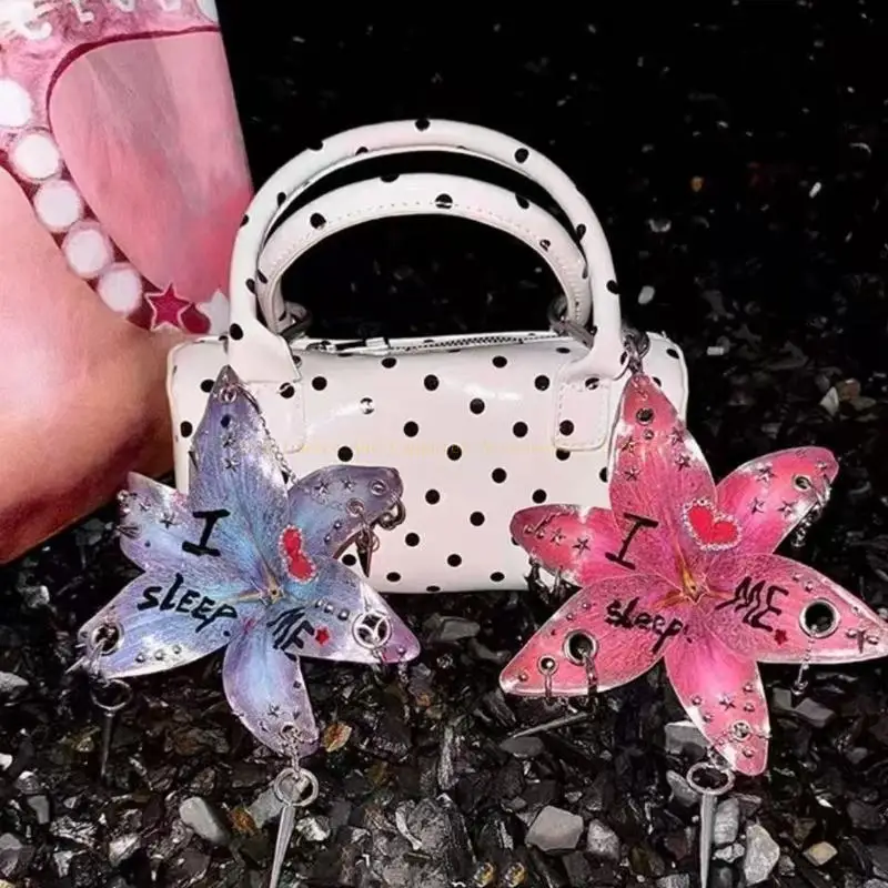 Flower Resin Keychain With Tassels Embellishment Multifunctional Holder For Backpack Bag Purse And Desk Decoration