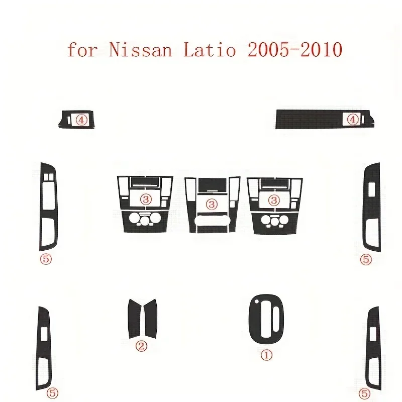 Carbon Fiber For Nissan 2005-2010 TIIDA Latio Car Film Interior Stickers Center Console Gear Dashboard Door Handle Lift Panel