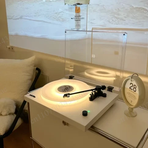 Belt Drive Vinyl Turntable Bluetooth LED Lighting Acrylic Platter Home Record Player