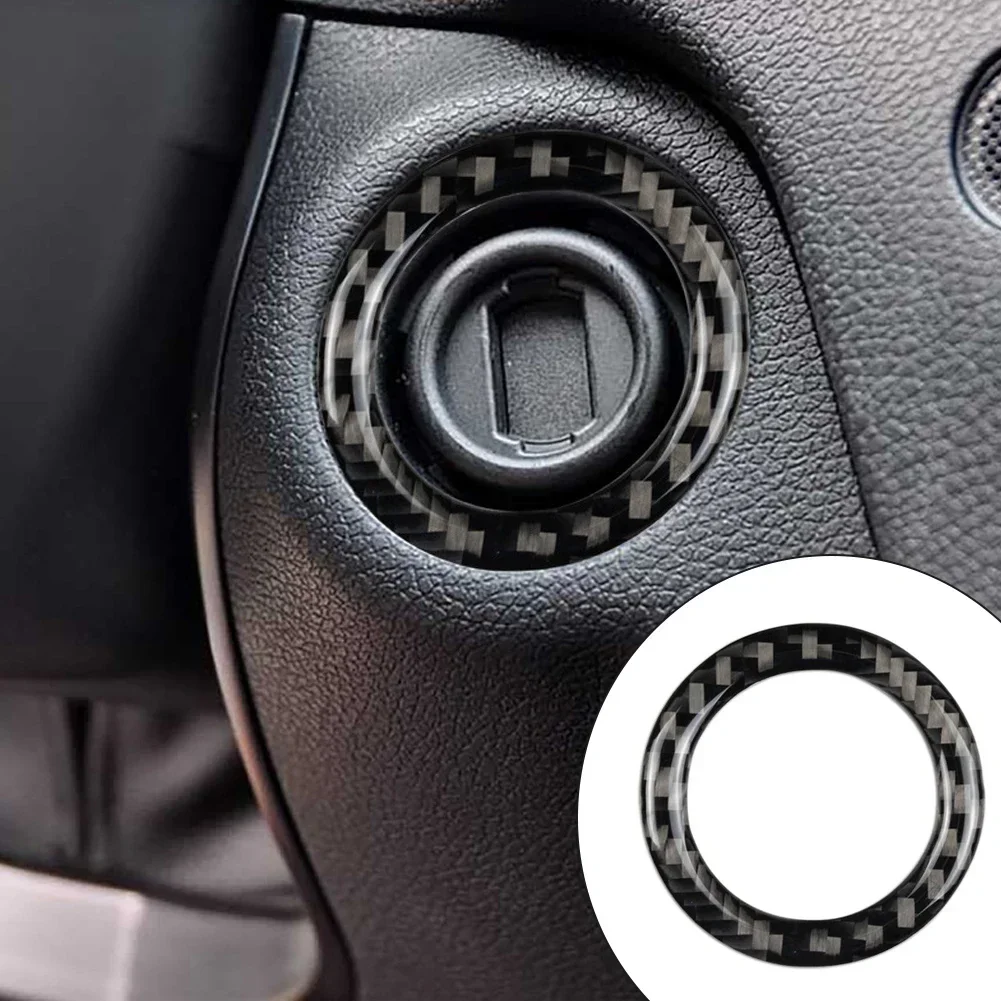 Carbon Fiber Car Ignition Switch Key Hole Ring Trim Stickers For Mercedes Benz W203 W204 W212 A B C E Class GLA CLA GLC SLK