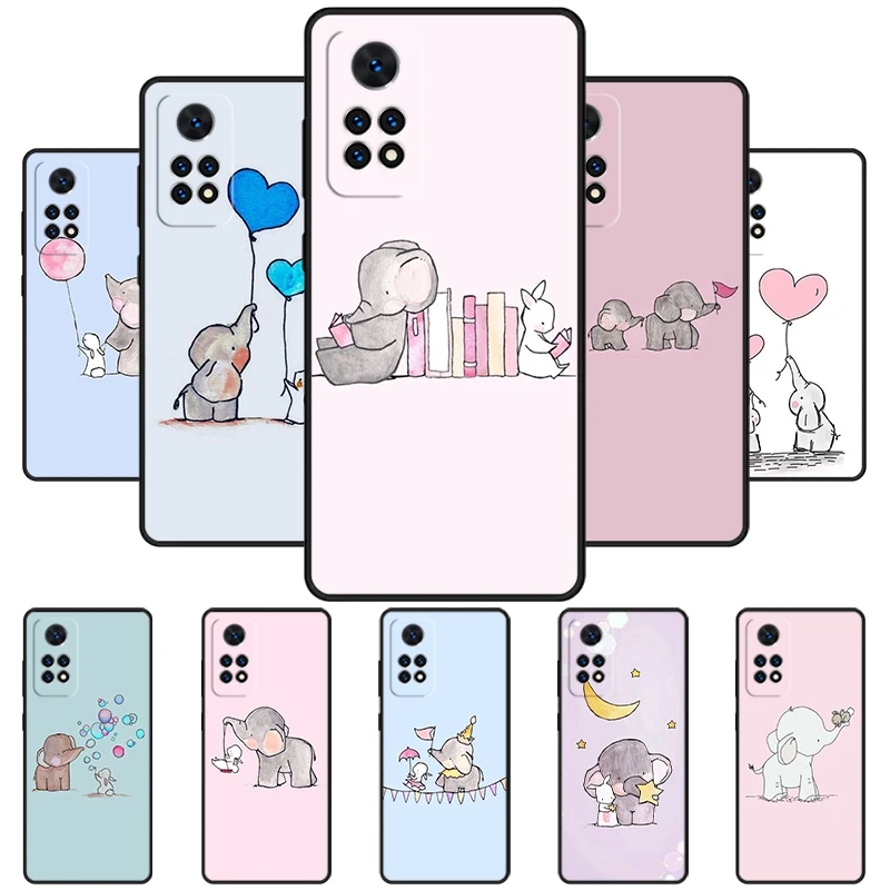 Cute Elephant Phone Case For Redmi Note 11 EPro 11S 10 10T 9S Promax 8 Pro Xiaomi Mi 10 11 12X 12S Ultra Cover