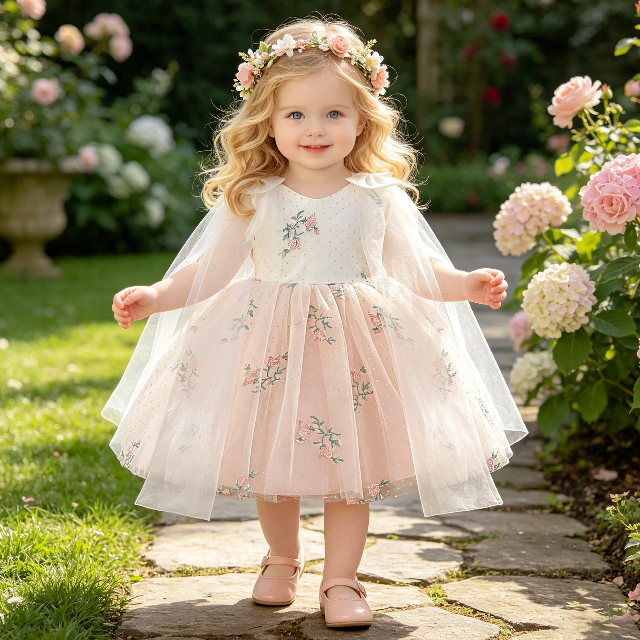 

Toddler Flower Wedding Party Baby Girls Dress Infant Tulle Bridesmaids Princess Prom Dresses Baby Girl Bow Baptism Evening Gown