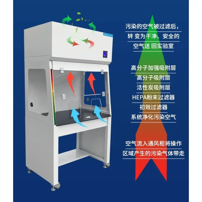 Laboratory air purification fume hood, ductless fume hood self-cleaning exhaust hood, activated carbon filter exhaust