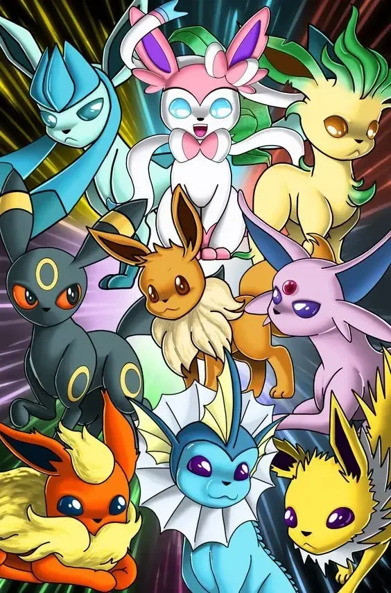 Japanese Anime Peripheral Vintage Pokemon Poster Gyarados Eevee Evolution Wall Art Canvas Painting Modern Room Decorate Pictu