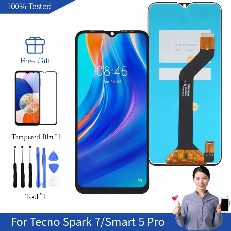 

6.5"Smart 5 Pro Screen Replacement For Tecno Spark 7 Display KF6 KF6j KF6i KF6k Touch Screen Digitizer