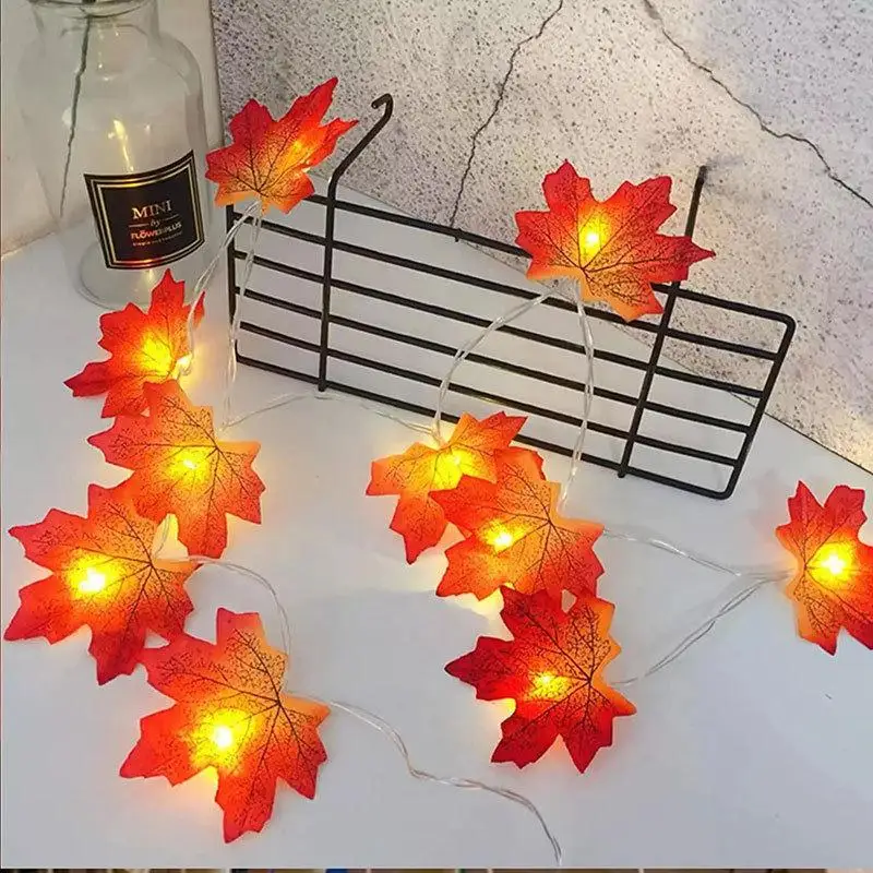 Artificial Maple Leaf and Leaves LED Light String Decoração de Natal, guirlanda, festa em casa, DIY, Halloween Deco, Ano Novo