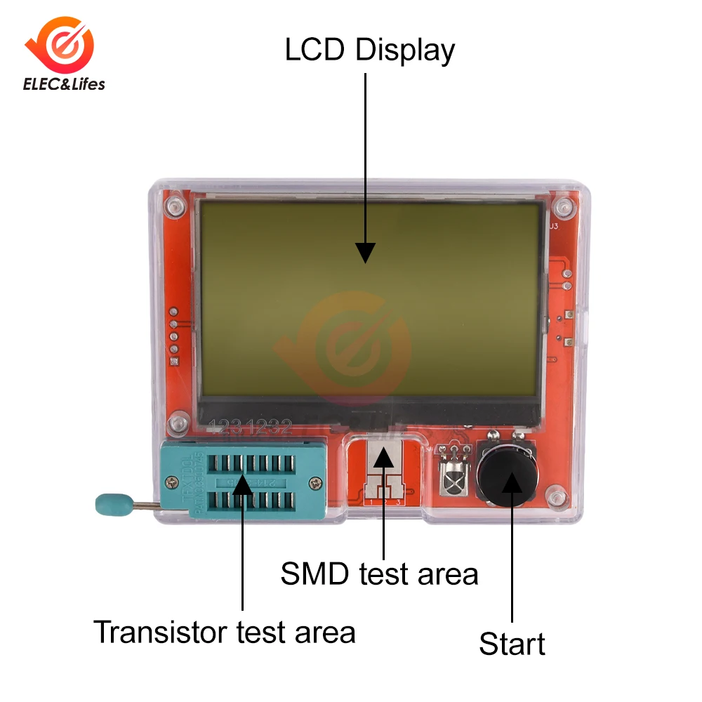 LCR-T10H Multifunctional Transistor Tester With Large Screen Graphic Display And 3.7V Lithium Battery For Diode Triode Capacitor