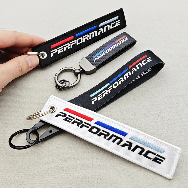 1pcs Performance Logo Lanyard Nylon Car Keychain for BMW M Performance E90 E60 E46 E39 E60 F10 F20 F30 E70 G20 G30 Accessories