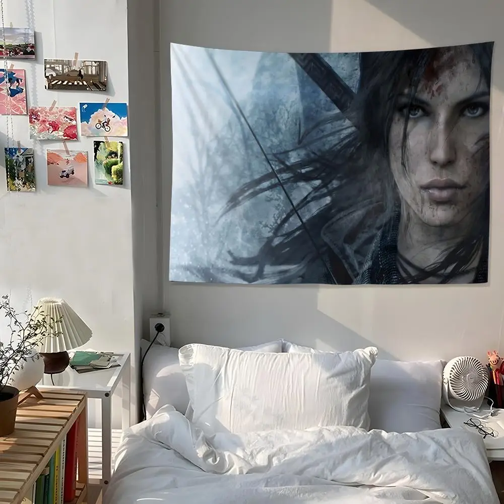 Action Adventure Tomb Raider Tapestry Aesthetic Room Decor Lightweight Durable Wall Art with Fine Workmanship