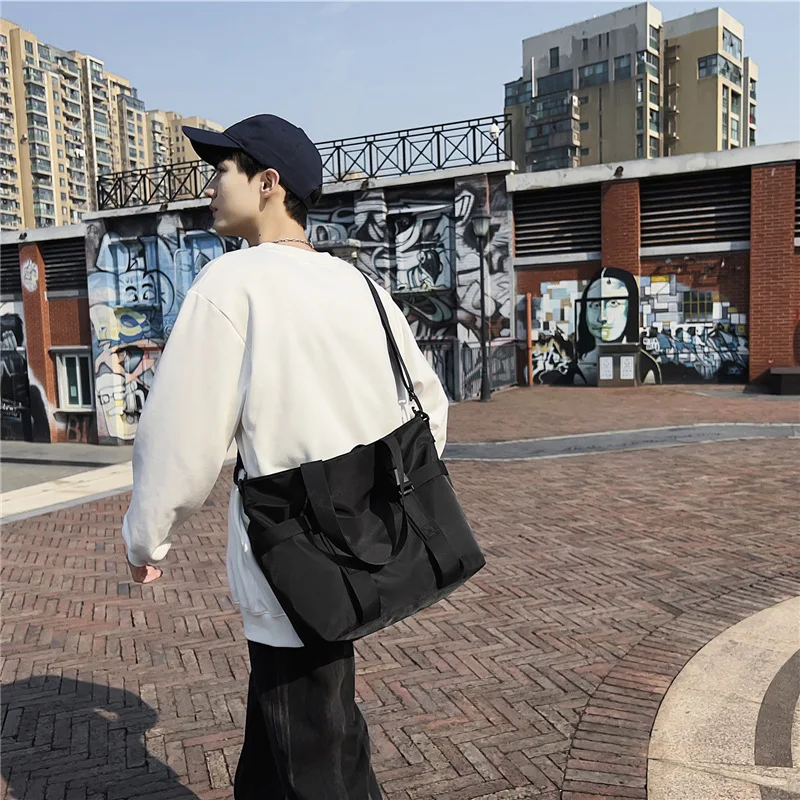 2024 Large Nylon Unisex messenger bag Grey Black Big Size Men handbag Casual Travel men's cross bag Waterproof side bag for men