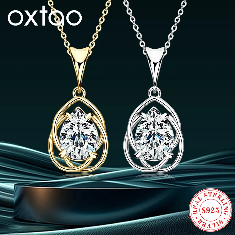 

OXTAO 7x10 мм 2CT грушевидной огранки муассанит-капля кулон ожерелье из серебра 925 пробы регулируемая цепочка юбилей ювелирные изделия подарок для женщин