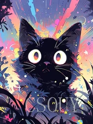 Black Cats 100% Fairy Dust Full Crystal Square Diy Diamond Painting Embroidery Mosaic Home Needlework Full Painting Rhinestones