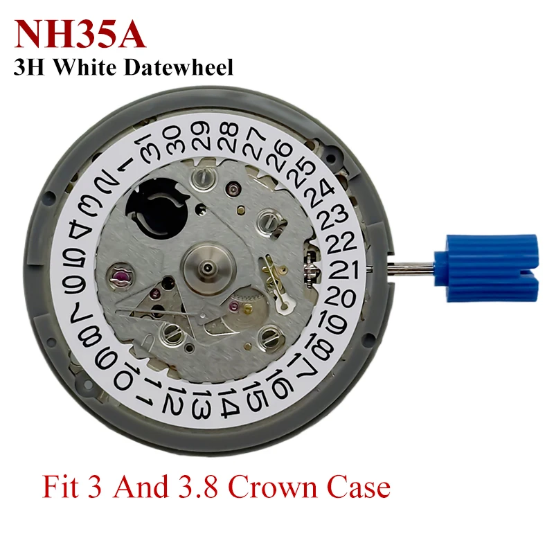 

TMI Japan NH35 Movement High Accuracy 24 Jewels Mod 3 and 3.8 Crown Position Case Replacement NH35A Date at 3:00