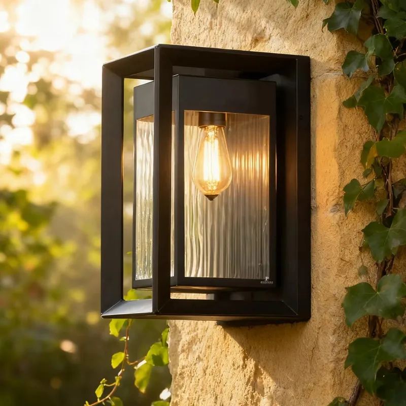 *(2-piece set)Metal Outdoor Decorative Modern Led Wall Lamp Outdoor Fixture Luminaire Lantern Garden Wall Lamp Outdoor Glass Wal