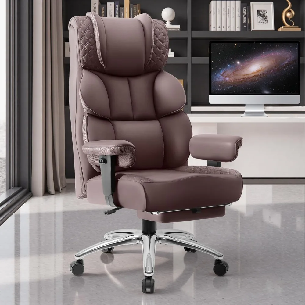 

"Spacious High-Back Ergonomic Desk Chair for Big and Tall Gamers with Leather Comfort and Footrest"