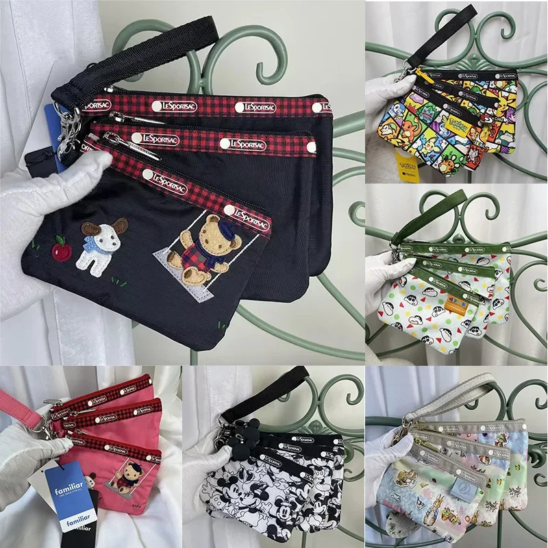 Lesportsacs Handheld Bag 10*15/12*17/14.5*20cm Cartoon Kuromi Mymelody Cinnamorol 3Pcs/set Mobile Phone Makeup Bag