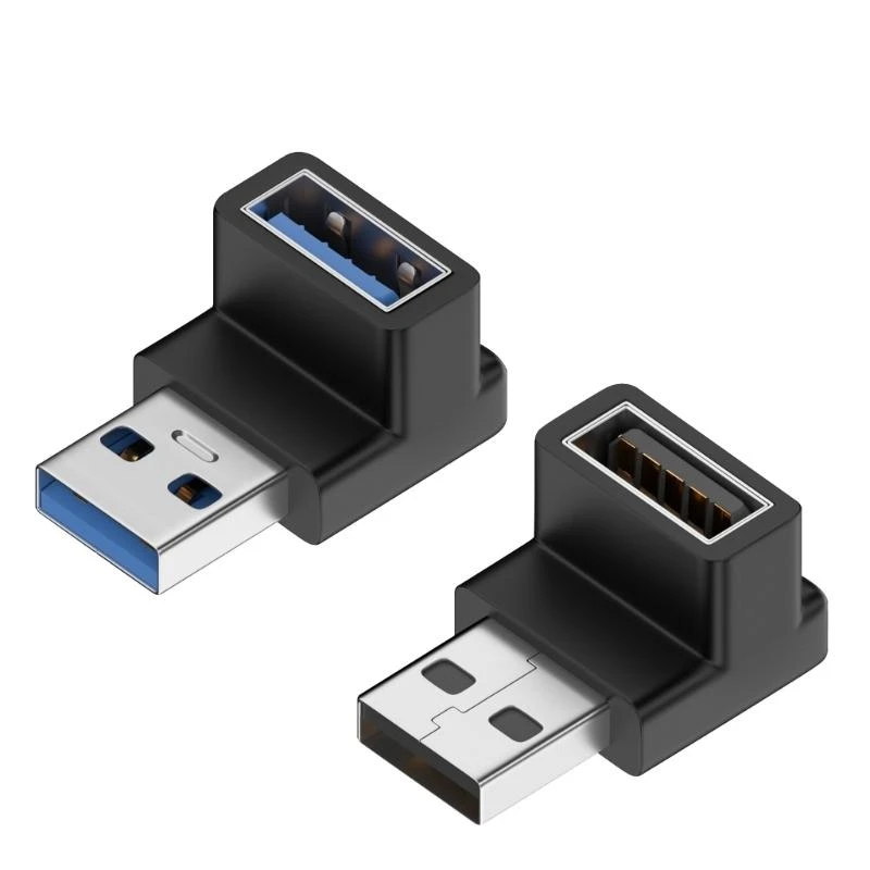 Adaptador de extensión USB 3,0 de ángulo recto de 90 grados, codo hacia arriba, conector USB de 10Gbps para PC, convertidor de enchufe de extensión macho a hembra