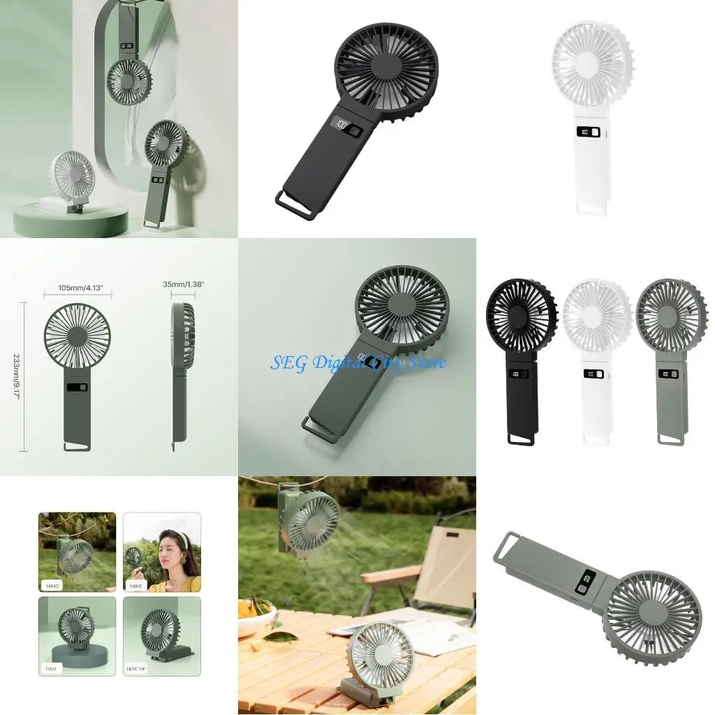 

U75B Mini Handheld Fan Portable Fan Digital Display for BBQ Gym Office Room Traveling