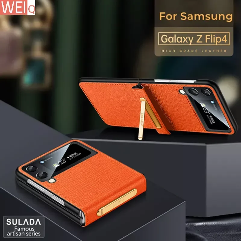 

Для Samsung Z Flip 4 чехол SULADA известный ремесленный кожаный кронштейн защитный жесткий чехол для Galaxy Z Flip 3 Складной Корпус