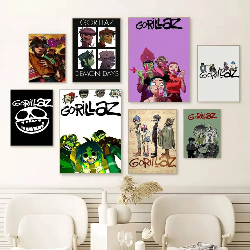 

G-Gorillaz Rock band Poster HD Quality Wall Art Retro Posters For Home Room Wall Decor Self Adhesive