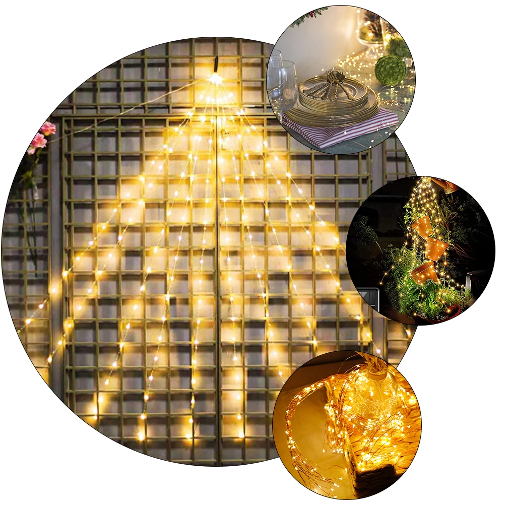

Vine Lights String Warm Decor Outdoor Panels Waterproof Plastic Hanging Festive Christmas Party Holiday Lighting
