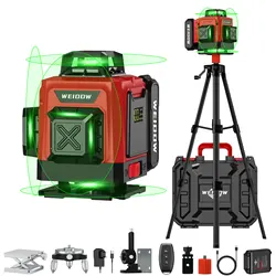 WEIDDW 4D 16 Lines Laser Level with Tripod and suitcase 360 Self Leveling 4x360° Cross Line Professional Laser Construction Tool