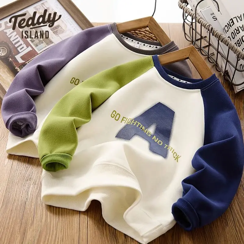 

Children's Clothing Boy's Hoody Spring and Autumn Long Sleeve Top Middle and Big Boys round Neck Bottoming Shirt