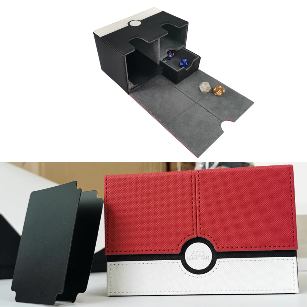 Caja de Cartas AEGIS GUARDIAN 160+ Clásica en Rojo, Negro y Blanco, Adecuada para Proteger Cartas de Magic: The Gathering/Yu-Gi-Oh! Comandante TCG