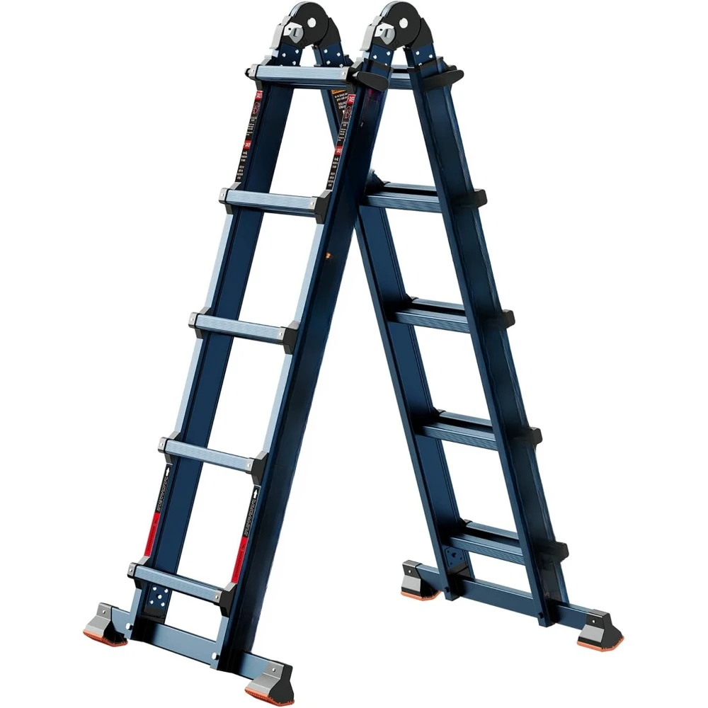 A Frame 5 Step Ladder Extension, 17 Ft  Ladder, Storage Folding Ladder, 330 lbs Security Load Telescoping Aluminum Ladders