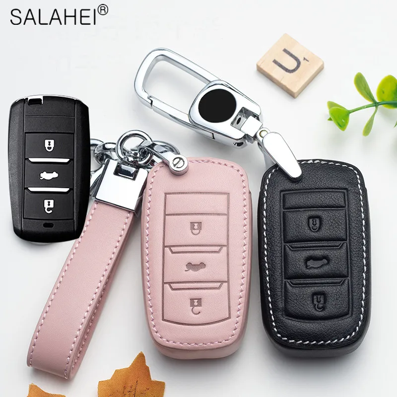 Leather Car Key Case Cover Shell Protector For Changan Cs35plus Cs35 Cs15 Cs75 Cs95 Cx20 Cs1 Cv1 Alsvin V7 Raeton 2018 Cs55 Cx70